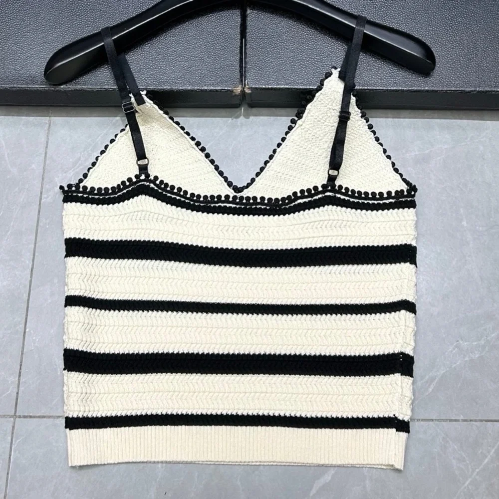 Miu Miu Black and Cream Knit Camisole - Picture 2 of 4